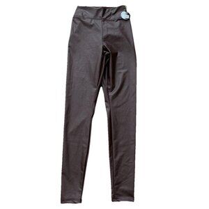 Offline By Aerie Real Luxe Faux Leather Leggings Brown Small Skinny NWT